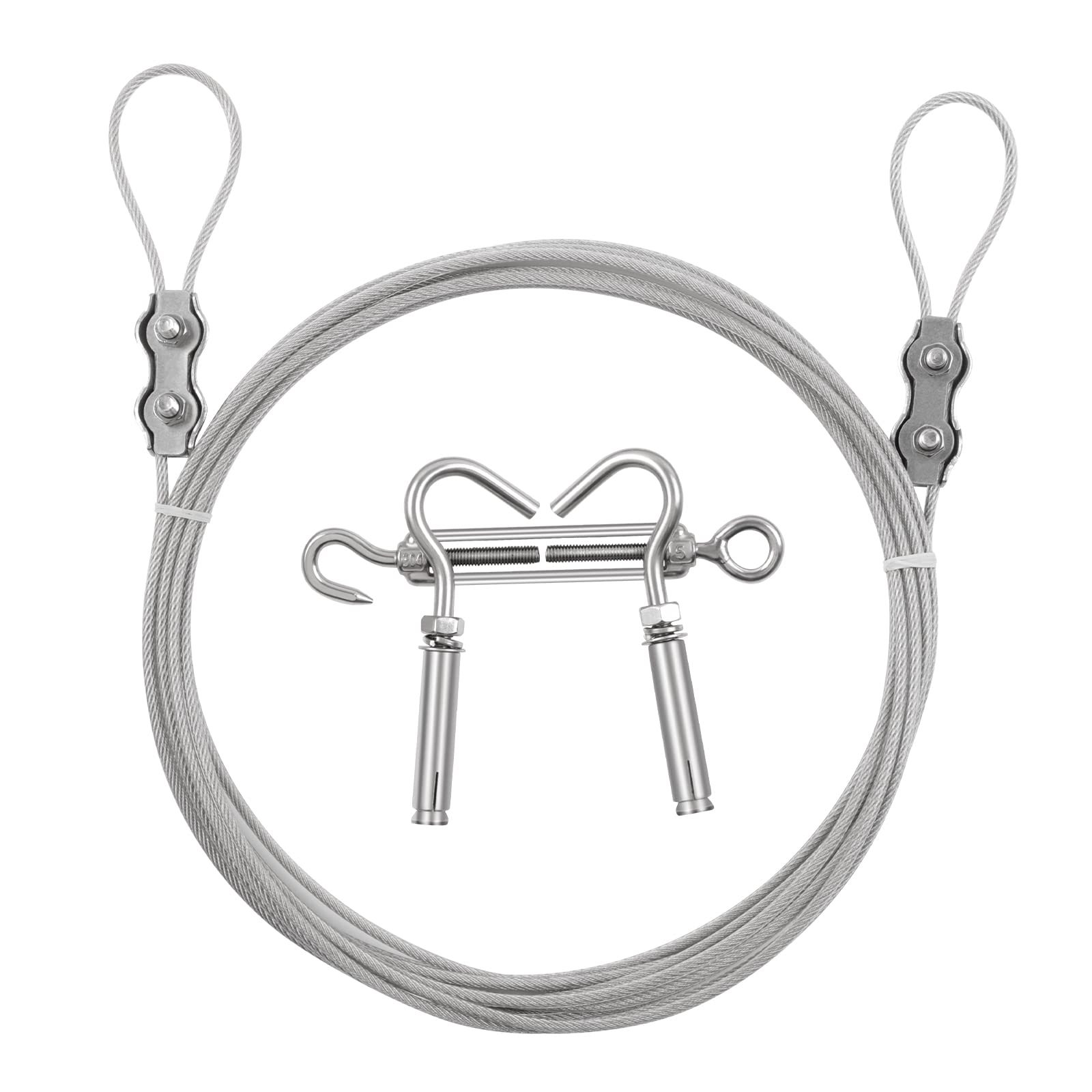 DEWEL 洗濯ロープ 室内物干しワイヤー 物干し 耐荷重60kg 長さ調節可能 ステンレス ロープ 物干しロープ カーテンワイヤー 洗濯ワ