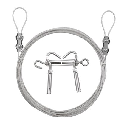 DEWEL 洗濯ロープ 室内物干しワイヤー 物干し 耐荷重60kg 長さ調節可能 ステンレス ロープ 物干しロープ カーテンワイヤー 洗濯ワイヤー 洗濯紐 屋外 壁掛け 防水 防錆 3.3m/5.3m/6.3m シルバー