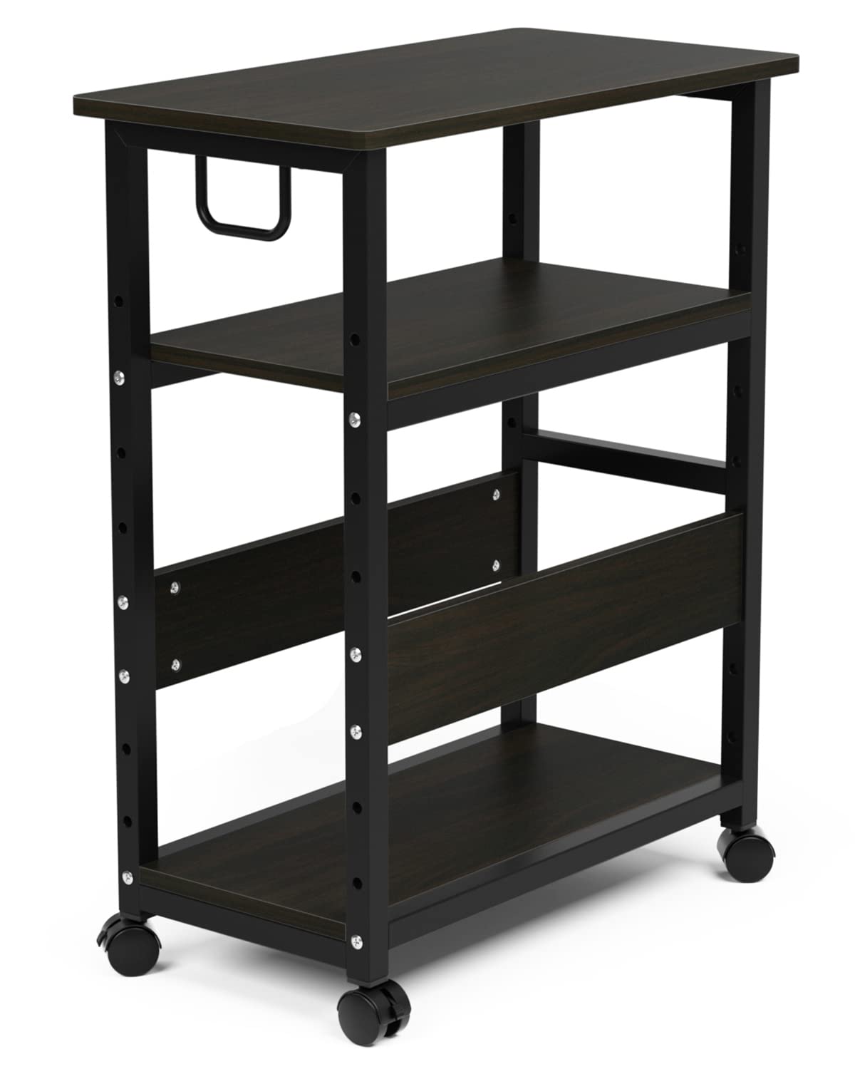 DEWEL パソコンワゴン pcワゴン cpuワゴン 3段 キャスター付き 取っ手付き 棚板高さ調節可能 幅60 奥行き32 高さ75cm