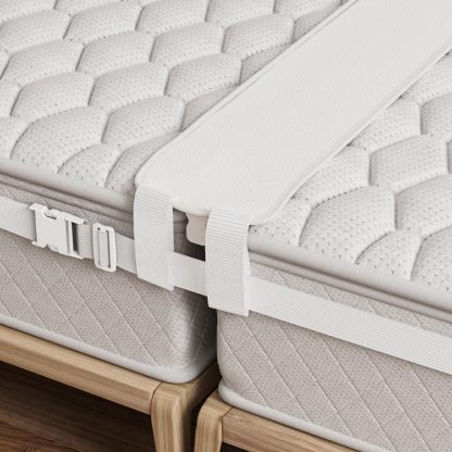 DEWEL すきまパッド マットレスバンド ベッド 連結ベルト 固定ベルト10m パッド幅20cm マットレスベルト 連結 マットレス用 すきまスペーサー ベッド隙間パッド＋マットレスベルト 2点セット 隙間埋め ズレ防止 197*20*7cm ホワイト 日本語取付説明書付き