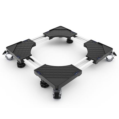 DEWEL 洗濯機 台 かさ上げ台 冷蔵庫 台 キャスター付き 目盛り付き 洗濯機パン 排水パン 幅/奥行き:48～66cm 耐荷重:500kg 8輪4足 サイズ調整可能 伸縮式 ドラム式 全自動対応 振動異音防止 