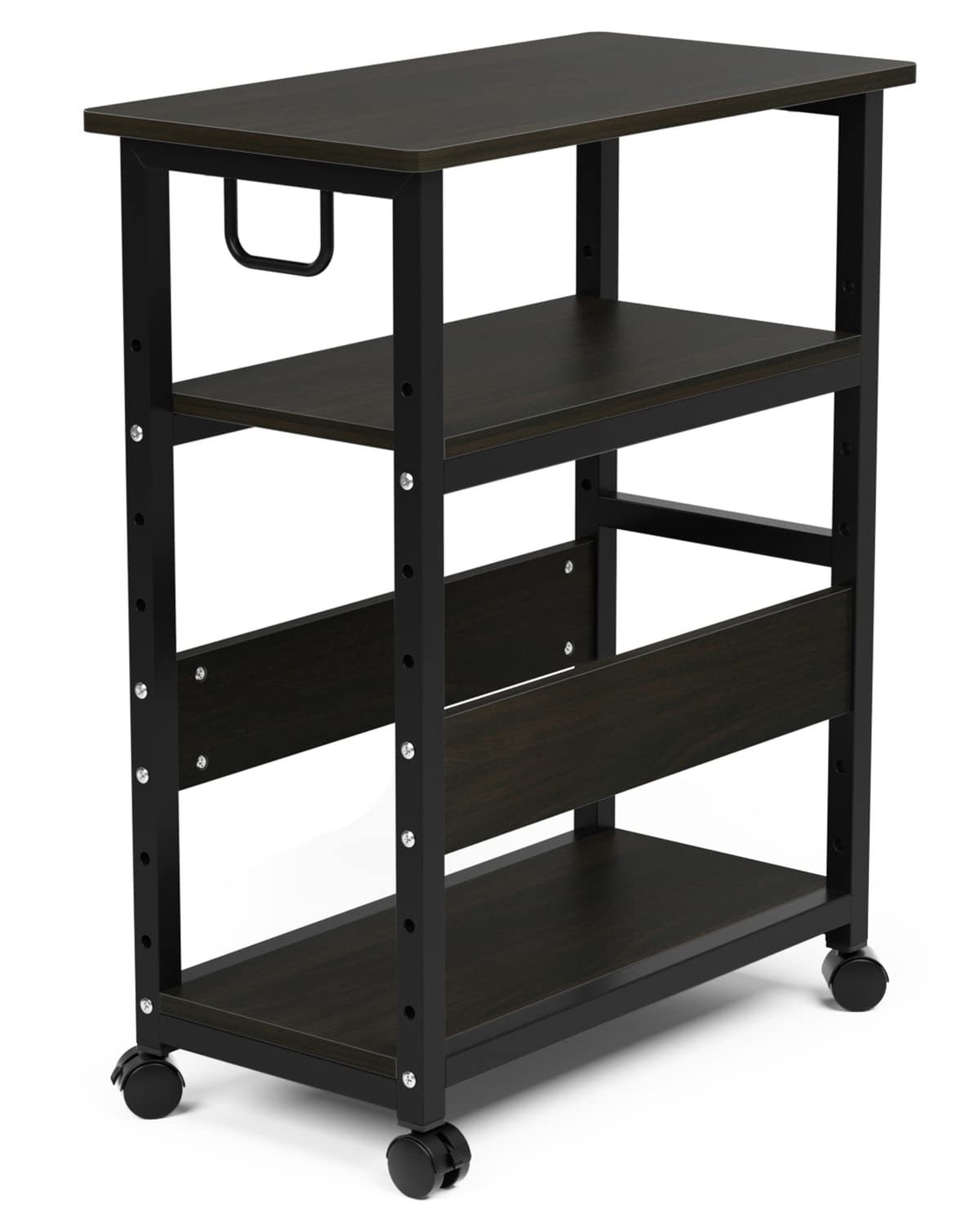 DEWEL パソコンワゴン pcワゴン cpuワゴン 3段 キャスター付き 取っ手付き 棚板高さ調節可能 幅60 奥行き32 高さ75cm