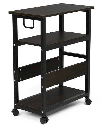 DEWEL パソコンワゴン pcワゴン cpuワゴン 3段 キャスター付き 取っ手付き 棚板高さ調節可能 幅60 奥行き32 高さ75cm