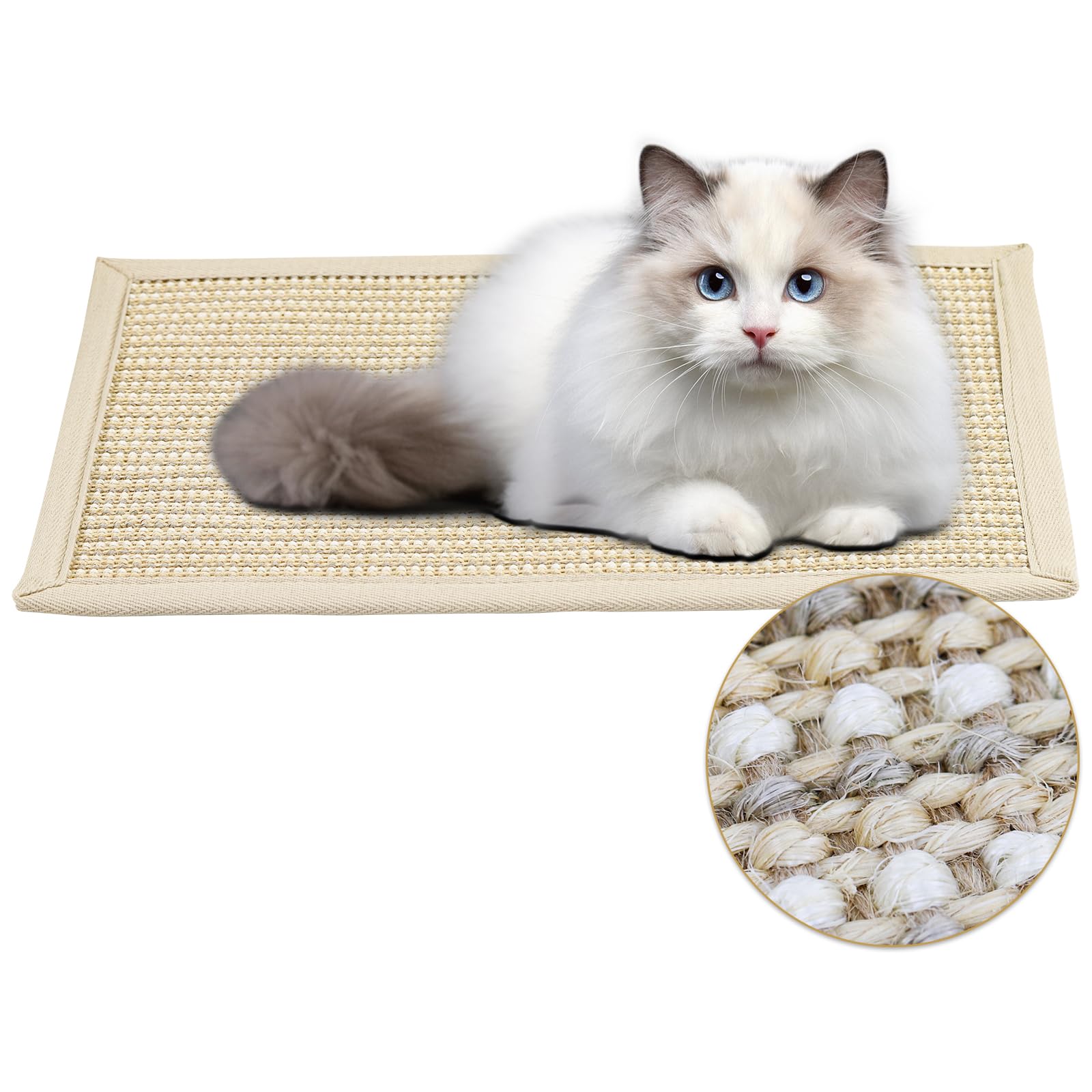 DEWEL 猫爪とぎ 爪とぎマット 2枚 40×60cm 猫用スクラッチャーマット 高密度 天然 サイザル麻 マット 壁に貼れる猫爪研ぎシート 爪研ぎ マジックテープ付き ネコ用品 猫用おもちゃ、おもちゃ ストレス解消 家具保護