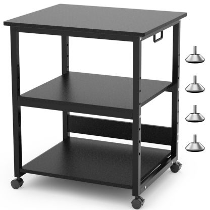 DEWEL プリンタ台 プリンタラック 幅60cm 奥行50cm 高さ70cm 総耐荷重90kg キャスター付き 木製 中棚調整 組み立て簡単 収納 プリンターカート プリンターワゴン プリンタースタンド オフィス 家庭用