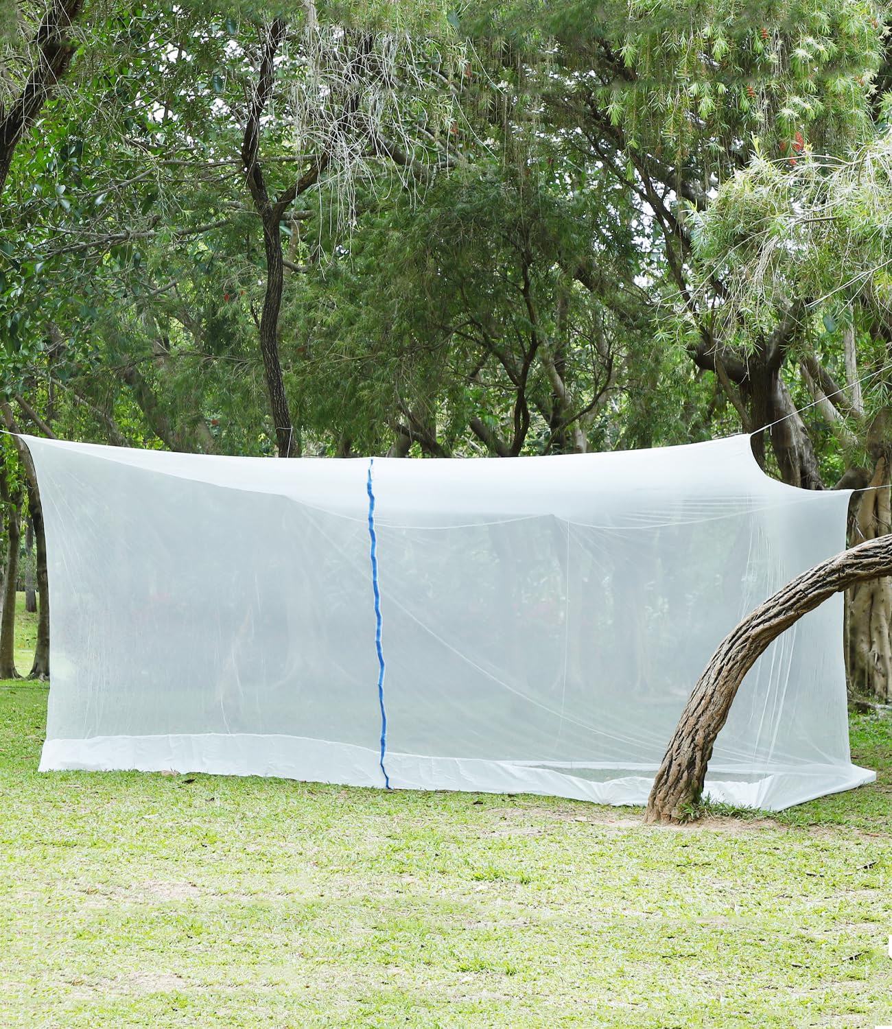 DEWEL 蚊帳 特大 400㎝ 6畳 蚊/虫/ムカデよけ 吊り下げ式 ファスナー付き キャンプ蚊帳 高密度 通気性高い 水洗い可能 モスキートネット ベッド 屋外 室内 ベランダ アウトドア 旅行 家族 粘着フック付き (幅400×奥行き250×高さ200cm(6畳))