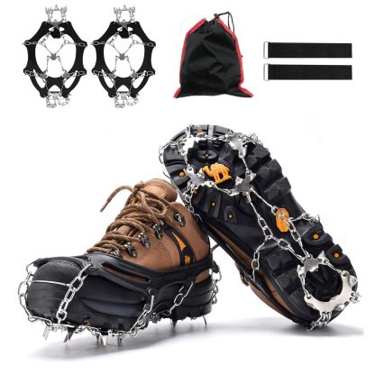 アイゼン チェーンスパイク 19本爪 201ステンレス＆シリコン製 26.5-28.5CMの靴対応 簡単着脱 転倒防止 滑り止めスパイク 簡易アイゼン 耐寒性-35°C 耐久性 錆にくい 雪山/登山/ハイキング/沢登り/凍った道などに対応 男女兼用