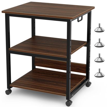 DEWEL プリンタ台 プリンタラック 幅60cm 奥行50cm 高さ70cm 総耐荷重90kg キャスター付き 木製 中棚調整 組み立て簡単 収納 プリンターカート プリンターワゴン プリンタースタンド オフィス 家庭用