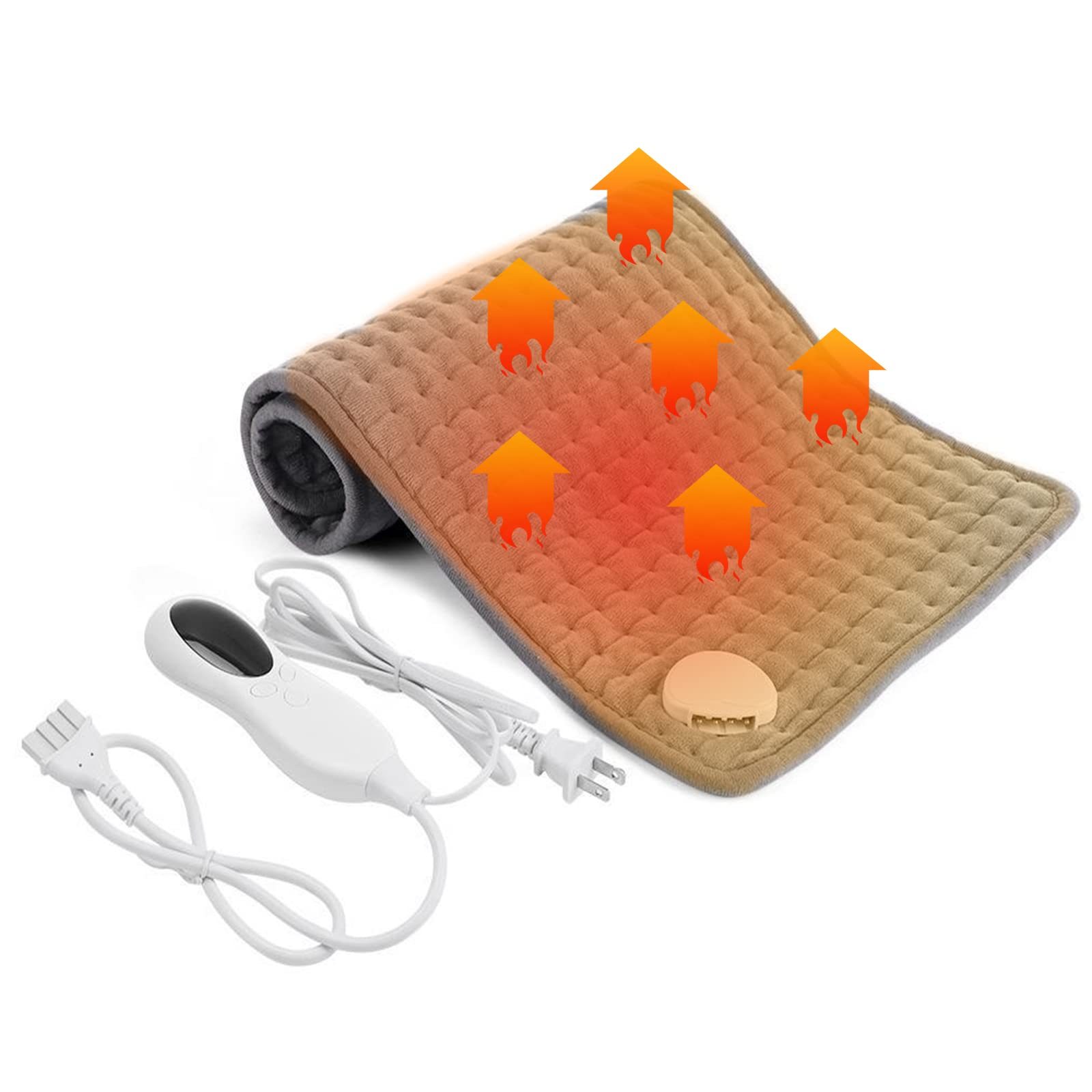 DEWEL ホットマット 電気カーペット 10段階温度調節 30*60cm タイマー機能付き ホットカーペットミニ 速暖 丸洗い可能 過熱保護 腹/首/背中/肩掛け/生理 暖房器具 省エネ 防寒対策 軽量便利 在宅勤務 オフィス 日本語説明書付き PSE認証済 グレー