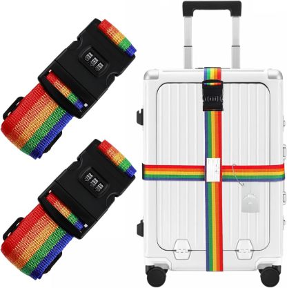 旅行鞄用ベルト スーツケースベルト 2個セット 長さ120cm-210cm 飛行機プレート付き 3桁ダイヤル式 キャリーケースベルト 荷物ロックベルト 荷物固定 長さ調整でき 荷物ロックベルト 盗難防止 荷崩れ防止 ずり落ち防止 旅行用品 トラベルベルト 旅行便利