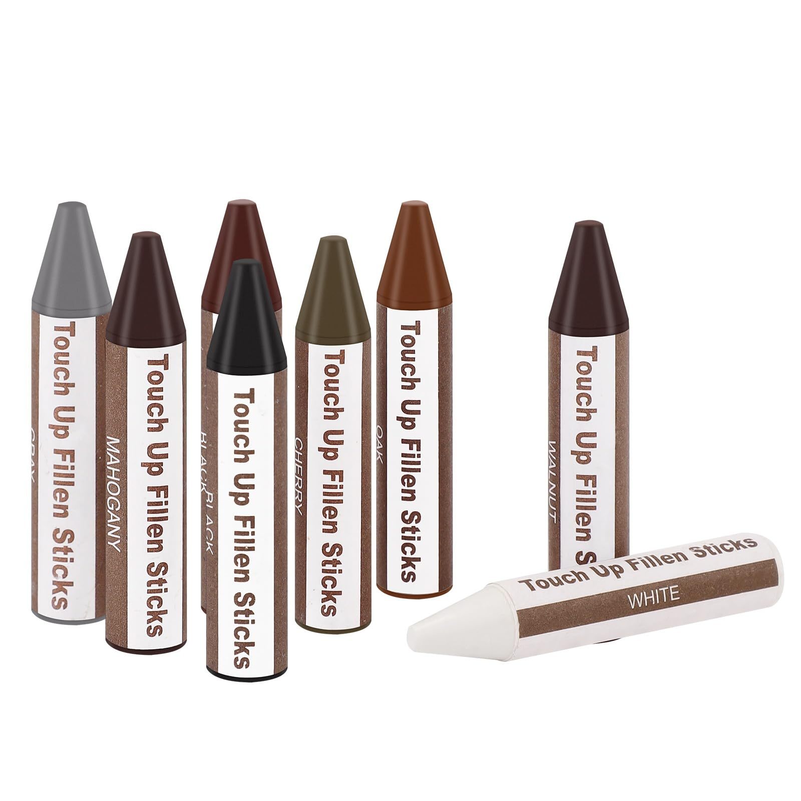 DEWEL 補修棒 家具補修クレヨン フローリング 補修 クレヨン 傷補修 ネジ穴補修 かくれん棒 キズ消し キズ補修棒 傷消し 傷隠し 家具 床/机補修 剥がれ補修 木製品キズ補修セット 木製家具補修 8色入り