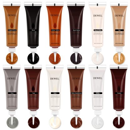 DEWEL 木製品キズ補修 フローリング 補修 補修クリーム 床キズ ドアキズ キズ消し 傷消し 傷隠し すりキズ用 汚れ 木製家具補修 床補修 ドア補修 12色入り