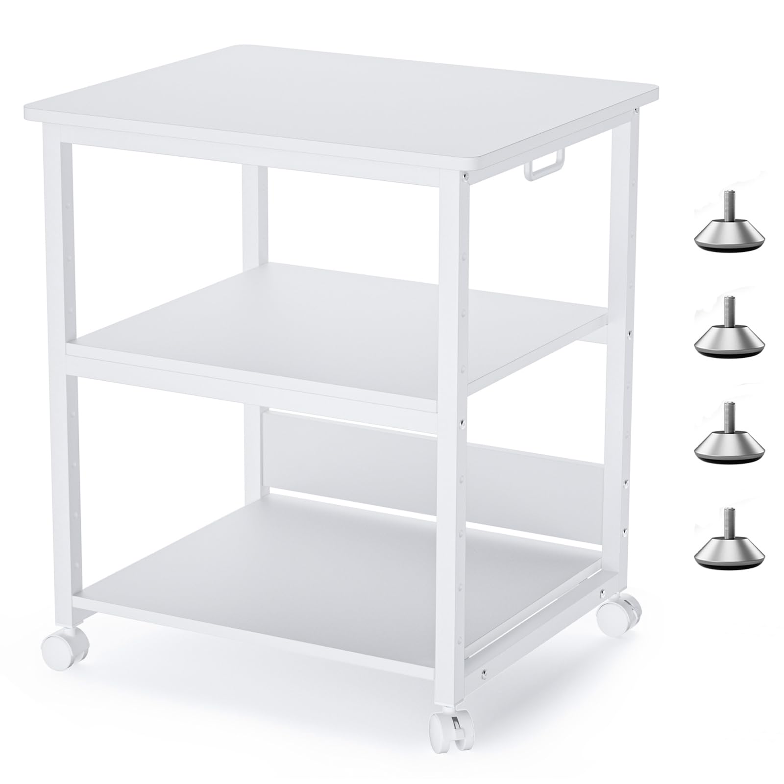 DEWEL プリンタ台 プリンタラック 幅60cm 奥行50cm 高さ70cm 総耐荷重90kg キャスター付き 木製 中棚調整 組み立て簡単 収納 プリンターカート プリンターワゴン プリンタースタンド オフィス 家庭用