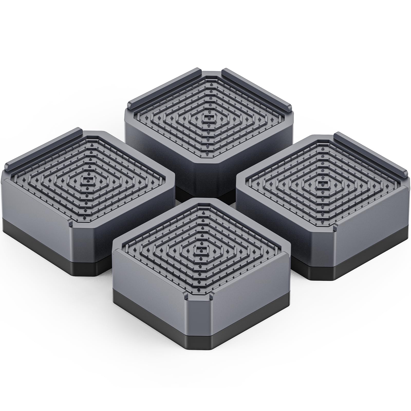 洗濯機 かさ上げ台 高さ調節 底上げ 防振ゴム 洗濯機置き台 防振ゴム 4個入り 耐荷重約500kg 防振 振動騒音吸収 滑り止め 水たまり防止 グレー 一層（H4cm）