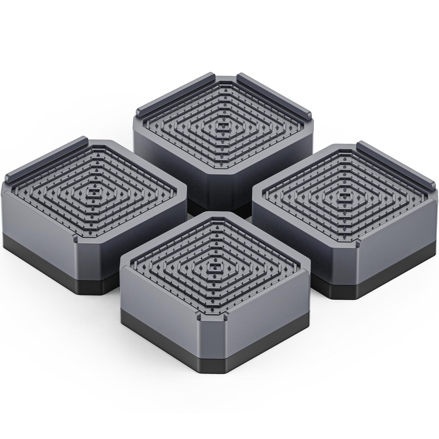 洗濯機 かさ上げ台 高さ調節 底上げ 防振ゴム 洗濯機置き台 防振ゴム 4個入り 耐荷重約500kg 防振 振動騒音吸収 滑り止め 水たまり防止 グレー 一層（H4cm）