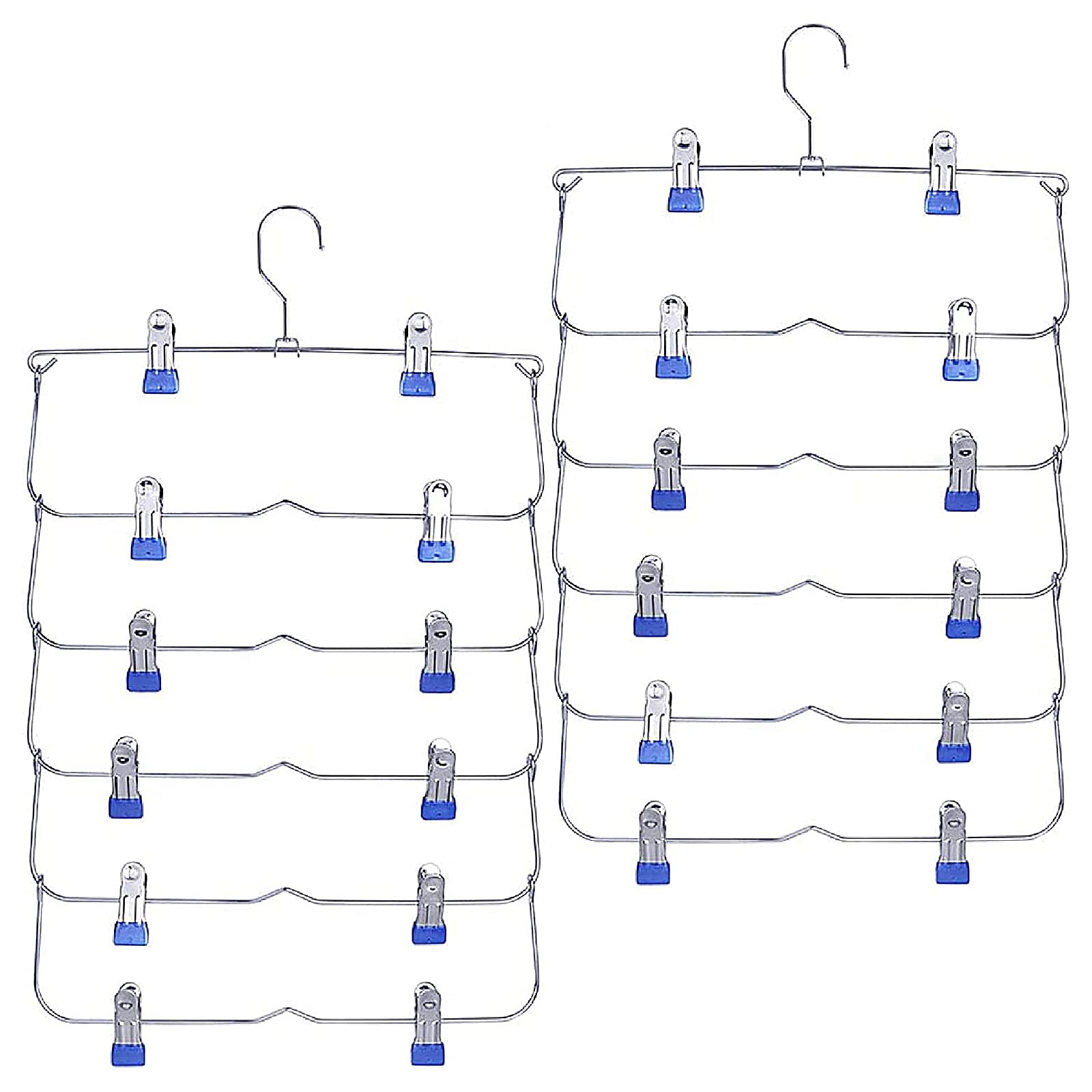 DEWEL ズボンハンガー すべらない スカートハンガー 省スペース 6段スラックスハンガー 折りたたみ パンツハンガー 多機能 ネクタイハンガー 収納ハンガー 滑り止め 収納力アップ 2本セット