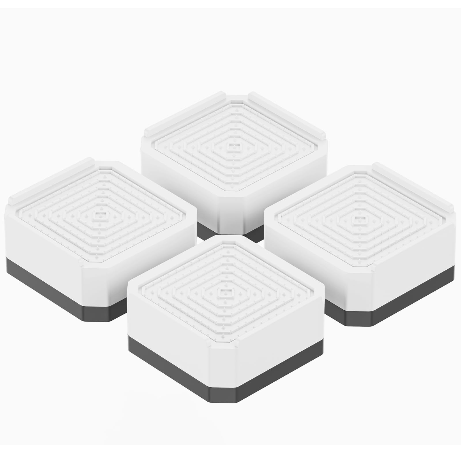 洗濯機 かさ上げ台 底上げ 防振ゴム 洗濯機置き台 防振ゴム 高さ調節 二層4個入り 耐荷重約500kg 防振 振動騒音吸収 滑り止め 水たまり防止 (ホワイト, 一層（H4cm）)