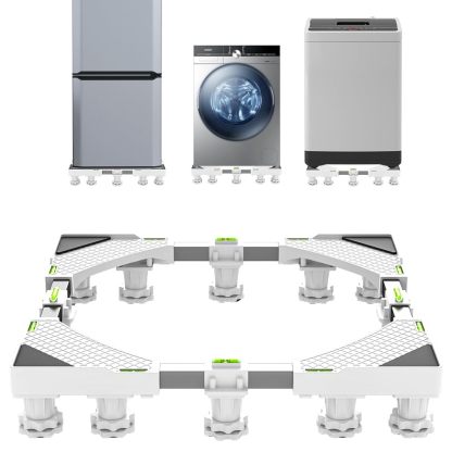 DEWEL 洗濯機 台 12足 排水パン 4中央足 奥行/幅:47～70cm 耐荷重:500㎏ かさ上げ台 洗濯機パン 冷蔵庫 台 伸縮式 振動異音軽減 ドラム式・全自動洗濯機対応