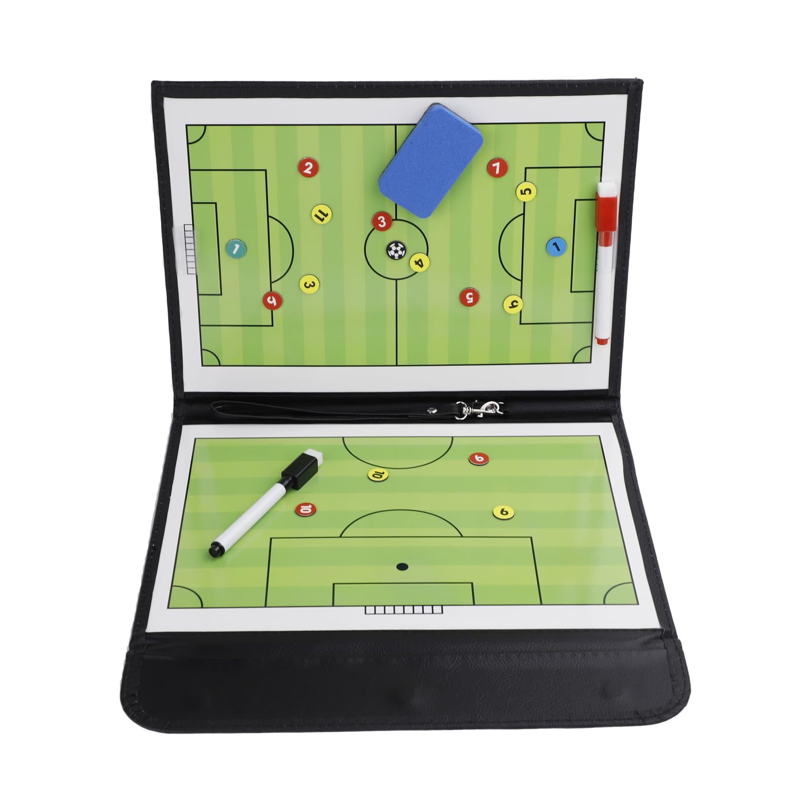 DEWEL サッカーボード 作戦ボード 作戦盤 折りたたみ式 戦略指導 作戦板 マグネット サッカー 戦術ボード コーチングボード サッカー練習グッズ サッカーノート タクティックボード 打合せ 水性ペン付属 ストラップ付き 持ち運びに便利