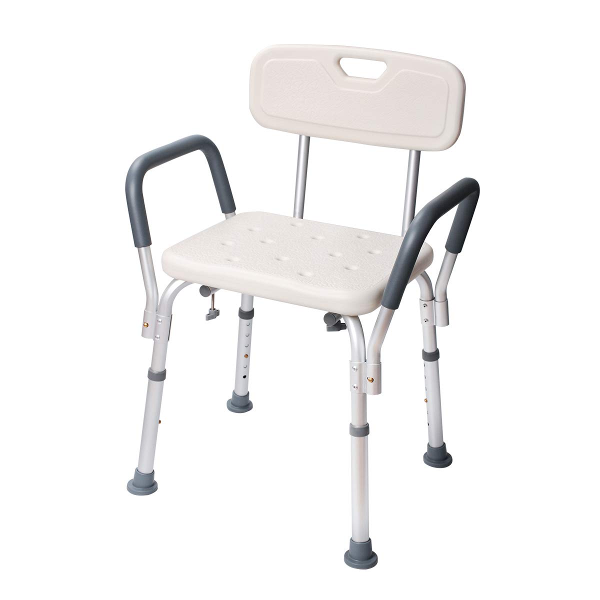 DEWEL お風呂 椅子 シャワーチェア バス アルミ製 手すり 背もたれ付 6段階高さ調節 軽量 耐荷重136kg