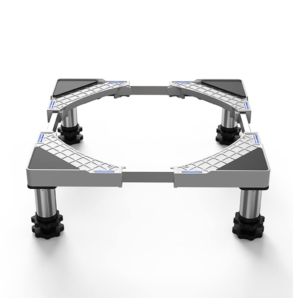 洗濯機 台 冷蔵庫置き台 18~21CM高度調節 ステインレス製 防振パッド付き 増大増高ジャッキ付き 耐荷重約500kg 伸縮式 幅奥行 44.5～68cm 昇降可能置き台 かさ上げ 高さ調節 減音防振 調節簡単 (増高18~21CM・耐荷重500KG)