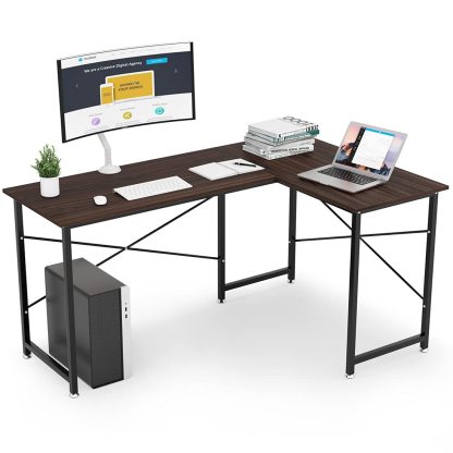 DEWEL L字デスク パソコンデスク L字型 奥行60cm ワークデスク デスク 机 作業机 モニターアーム取付対応 木製 25mm×25mmのスチール製フレーム 幅160cm+100cm ゲーミング オフィスデスク コーナーデスク 左右入替可能 高強度のメラミン加工 テレワーク 在宅勤務用