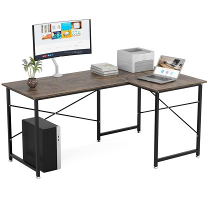 DEWEL L字デスク パソコンデスク 幅160cm+100cm 奥行60cm ワークデスク ゲーミング オフィスデスク モニターアーム取付対応 左右入替可能 L字型デスク コーナーデスク 足元フリー設計 横揺れ防止 シンプル 作業机 高強度のメラミン加工 テレワーク 在宅勤務用