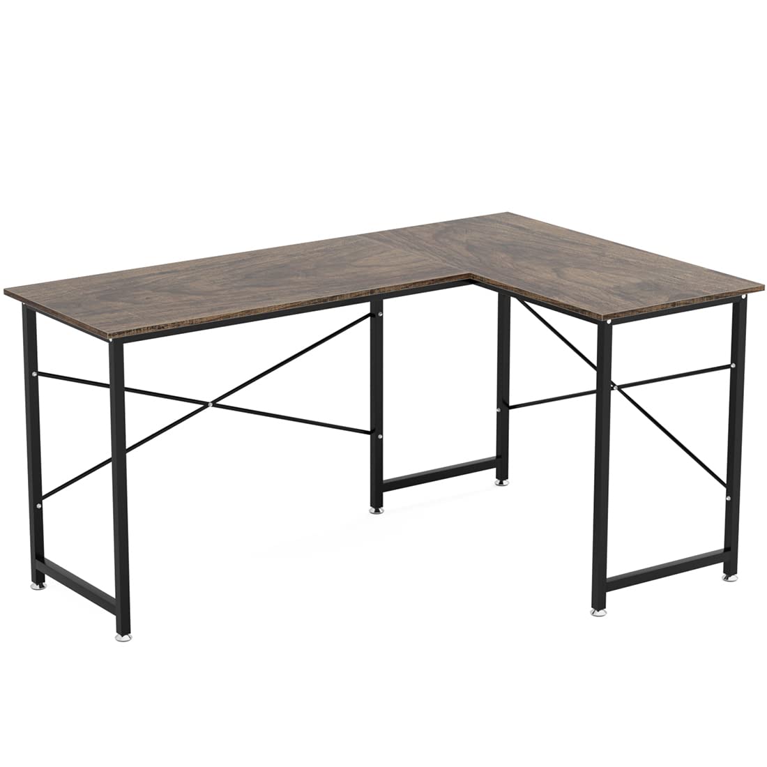 DEWEL パソコンデスク L字デスク PCデスク 幅150cm+100cm L字型 25mm×25mmのスチール製フレーム モニターアーム取付対応 デスク 机 木製 ワークデスク コーナーデスク オフィスデスク 左右入替可 リモートワーク用 在宅勤務 高強度のメラミン加工 木目調