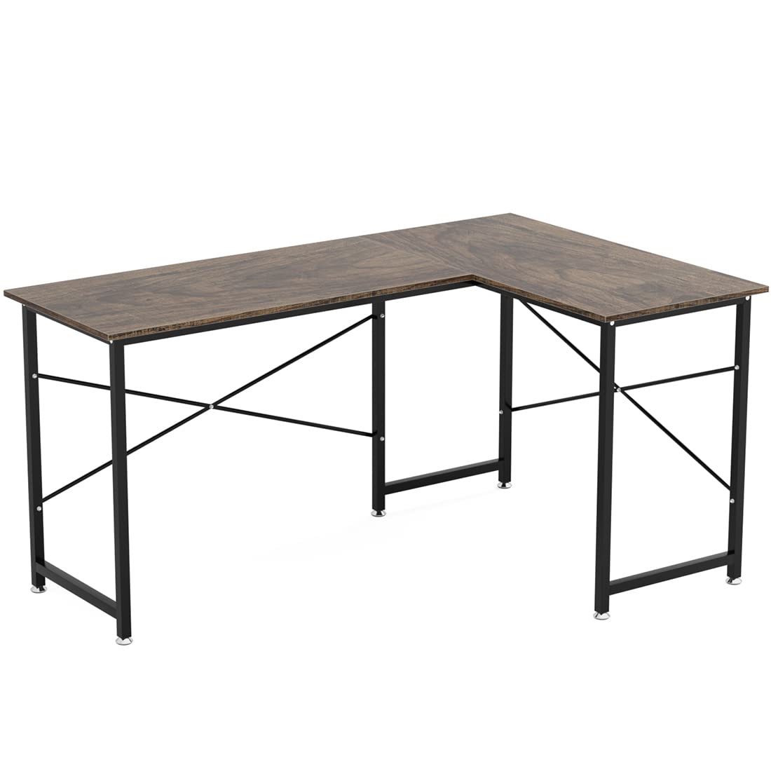 DEWEL パソコンデスク L字デスク PCデスク 幅150cm+100cm L字型 25mm×25mmのスチール製フレーム モニターアーム取付対応 デスク 机 木製 ワークデスク コーナーデスク オフィスデスク 左右入替可 リモートワーク用 在宅勤務 高強度のメラミン加工 木目調