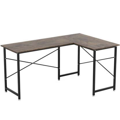 DEWEL パソコンデスク L字デスク PCデスク 幅150cm+100cm L字型 25mm×25mmのスチール製フレーム モニターアーム取付対応 デスク 机 木製 ワークデスク コーナーデスク オフィスデスク 左右入替可 リモートワーク用 在宅勤務 高強度のメラミン加工 木目調