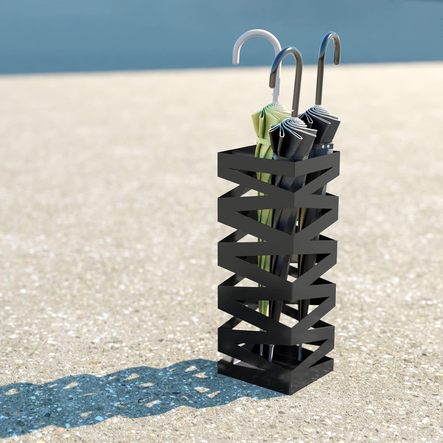 傘立て かさたて アンブレラスタンド おしゃれ スリム 傘入れ かさラック 傘/靴ベラ収納 レインラック シンプル 傘置き 玄関収納 倒れにくい 錆止め コンパクト ブラック 幅17x奥行き17x高さ49cm