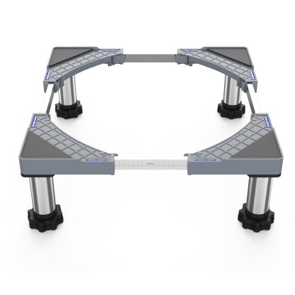 DEWEL かさ上げ 台 洗濯機 台 冷蔵庫置き台 18~21CM高度調節 ステインレス製 防振パッド付き 増大増高ジャッキ付き 耐荷重約500kg 伸縮式 幅奥行 44.5～68cm 昇降可能置き台 減音防振 グレー