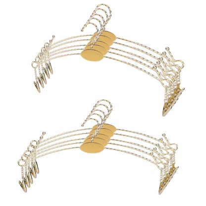 下着ハンガー 洗濯ハンガー クリップハンガー 10本組 クリップ付き 落ちない ゴールド 物干しはんがー 小物ハンガー ステンレス 金色 型崩れ防止 スリムタイプ 子供用 靴下/下着/タオル/ブラジャーなど用 家用 頑丈