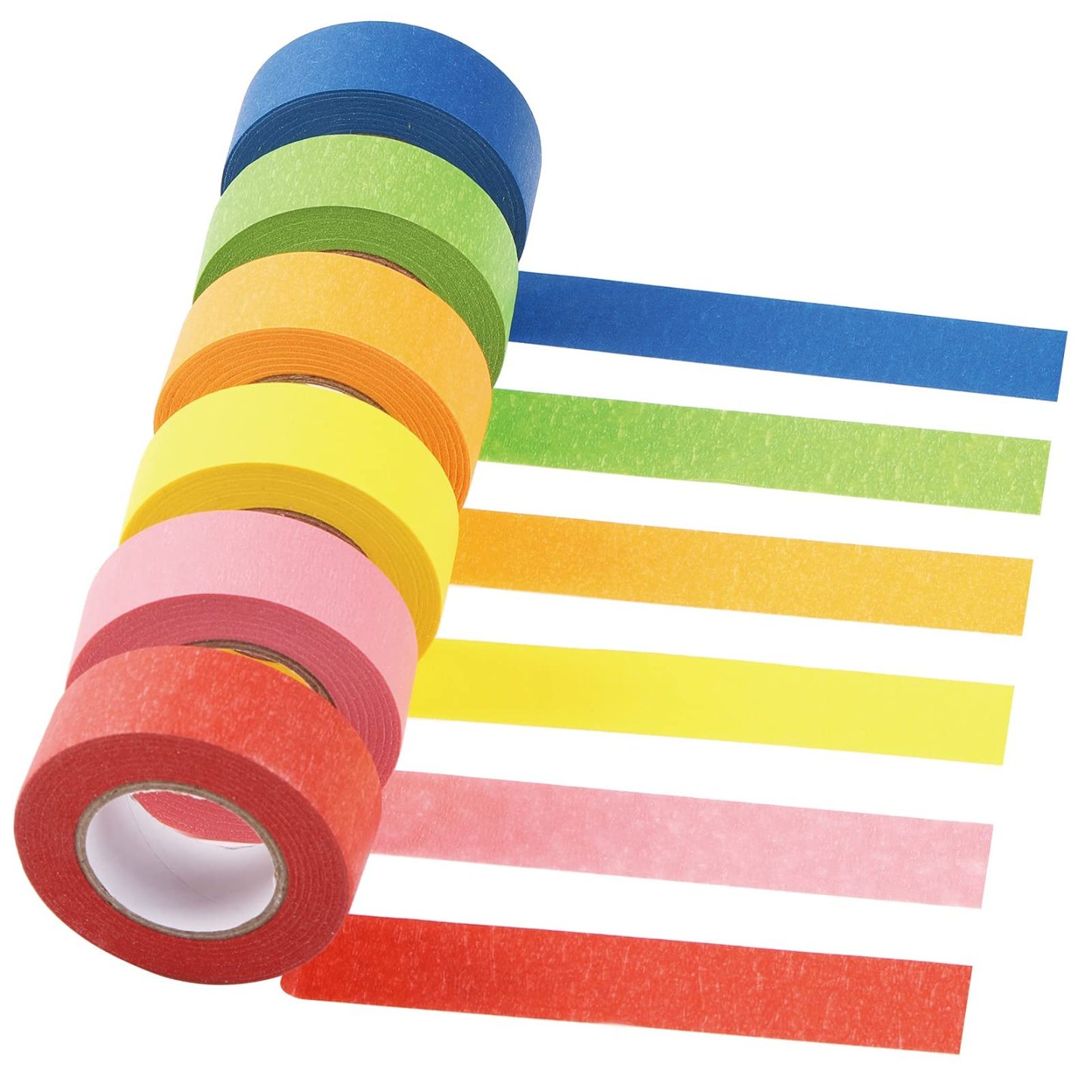 DEWEL マスキングテープ カラフル クラフトテープ インテリアテープ DIYアート用品 (6色, 幅2.5cm 長20m)