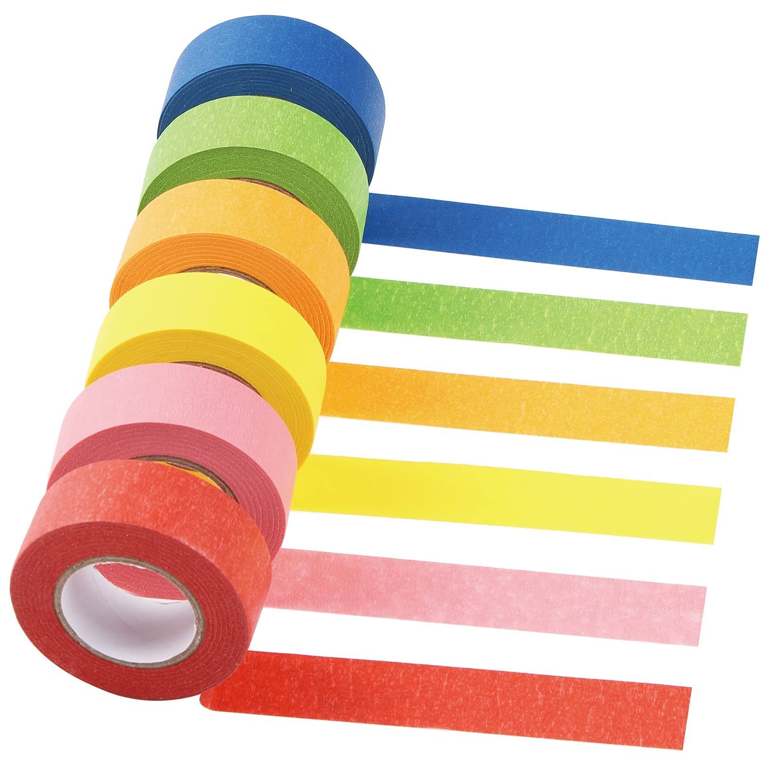 DEWEL マスキングテープ カラフル クラフトテープ インテリアテープ DIYアート用品 (6色, 幅2.5cm 長20m)