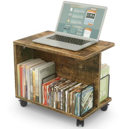 ファイルワゴン 2段 キャスター付き 天板付き デスクサイドワゴン 4本仕切付き 耐荷重25kg ロータイプ キャスター付きラック DEWEL 書類ラック オープンタイプ サイドテーブル 机下ワゴン パソコンラック pcラック オフィスワゴン 収納ラック 多機能 実用性 移動可能 コンパクト収納 組み立て簡単 cdラック dvdラック 本 収納 幅45×奥行き30×高さ38cm