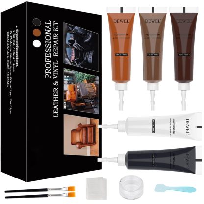 DEWEL 革 補修 レザーケアキット レザー 補修 革 補修クリーム レザーリペア 革色落ち補修 レザー補修クリーム 革 色 補修 革製品 キズ補修 皮革用補修 ソファ 革シート 財布 革ハンドル ベルト 革バッグなど補修 5色入り