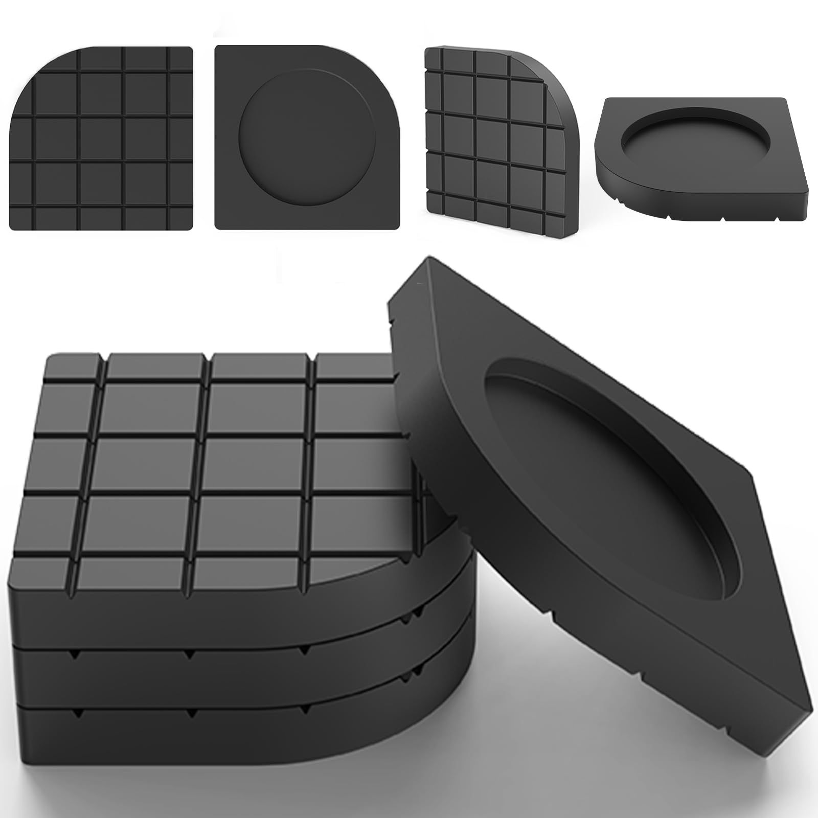 DEWEL 洗濯機 防振ゴム 防振 ゴム 8枚入り かさ上げ 振動吸収マット 振動軽減 高さ調整 底上げ 防音 揺れ防止 滑り止め 防震