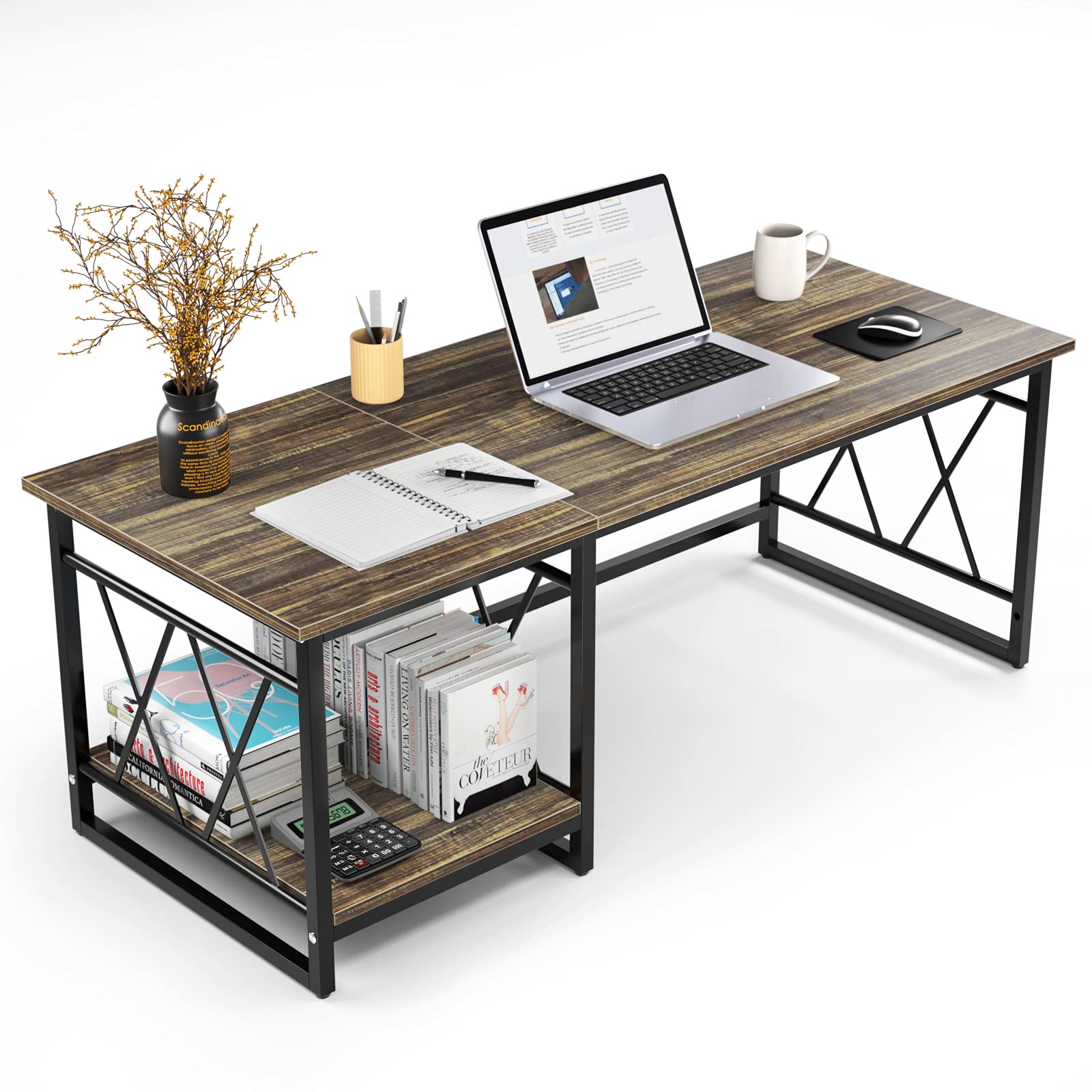 DEWEL ローテーブル テーブル 収納棚付き リビングテーブル センターテーブル ロータイプ ちゃぶ台 座卓 幅100×奥行50 一人暮らし アジャスター付き リビング 和室 作業 勉強 食卓用 テレワーク 高さ36cm 在宅勤務 おしゃれ 木製