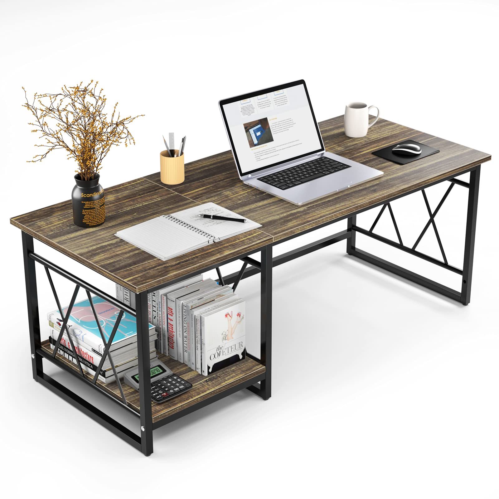 DEWEL ローテーブル テーブル 収納棚付き リビングテーブル センターテーブル ロータイプ ちゃぶ台 座卓 幅100×奥行50 一人暮らし アジャスター付き リビング 和室 作業 勉強 食卓用 テレワーク 高さ36cm 在宅勤務 おしゃれ 木製