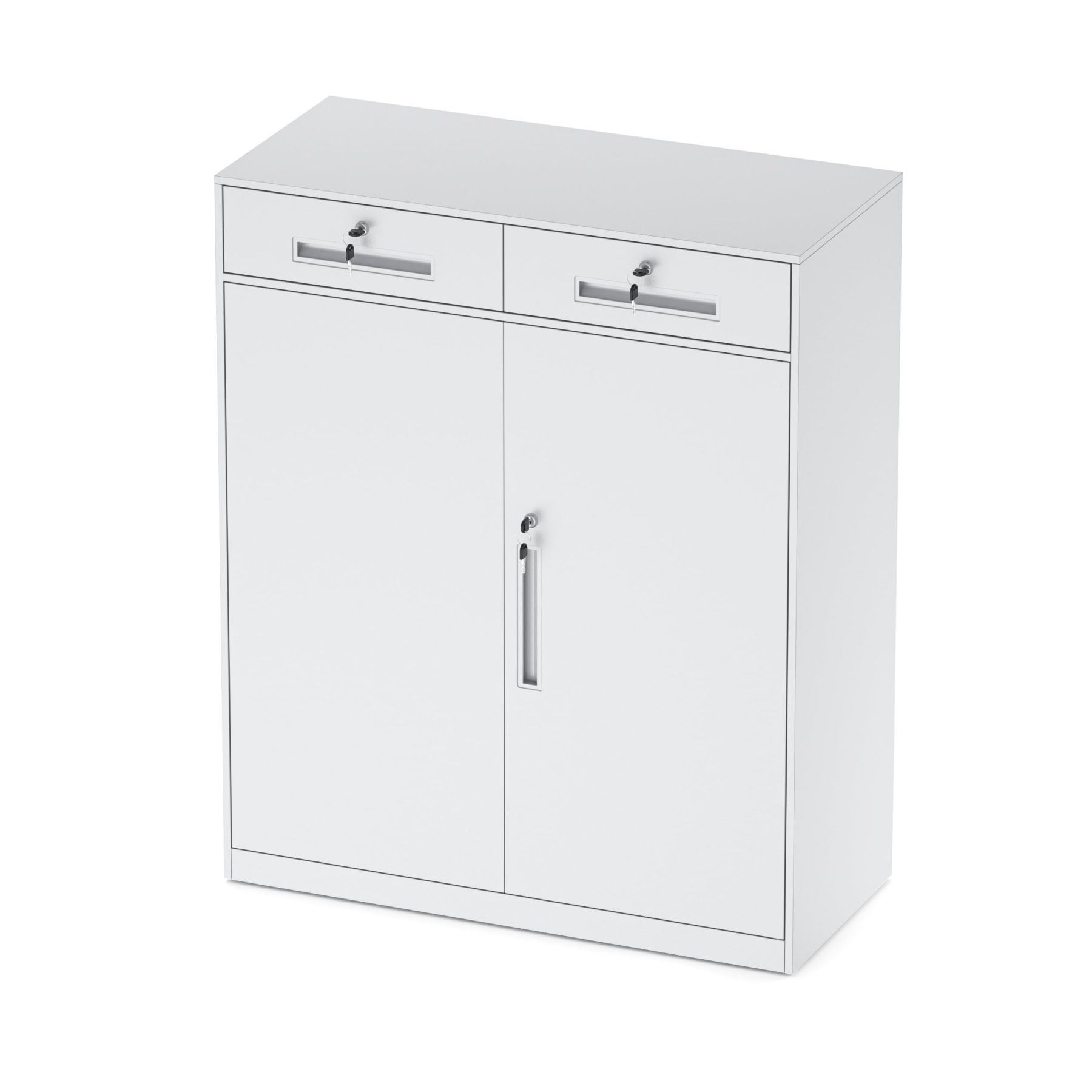 DEWEL ロッカー スチール書庫 幅900×奥行400×高さ1050mm 引き戸タイプ 鍵付き キャビネットスチールロッカー 3段 オフィス/事務所/更衣室/学校/業務用 A4対応 保管庫 収納 組み立て必要 日本語説明書付き 棚板可動 (ホワイト, 高さ110cm)