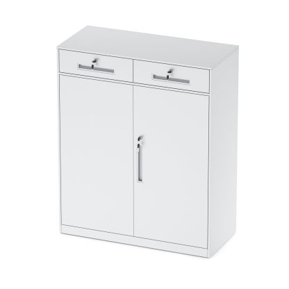 DEWEL ロッカー スチール書庫 幅900×奥行400×高さ1050mm 引き戸タイプ 鍵付き キャビネットスチールロッカー 3段 オフィス/事務所/更衣室/学校/業務用 A4対応 保管庫 収納 組み立て必要 日本語説明書付き 棚板可動 (ホワイト, 高さ110cm)