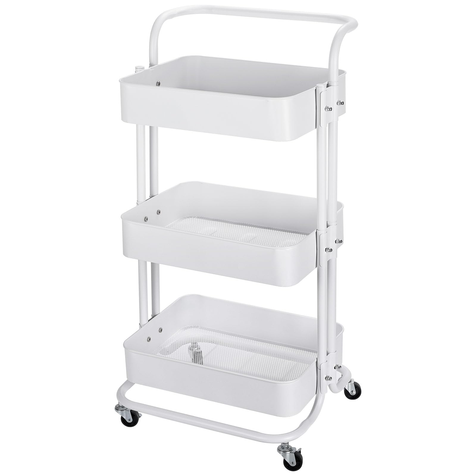 DEWEL 車輪付きユーティリティ キッチンワゴン 収納ローリングストレージカート 3層ローリングカート 収納ラック ワゴン 収納ワゴンアイランド 3段 キャスター付き 組立簡単 カート ユーティリティカート キャスター付き収納カート 味料調ラック バスケットラック キッチン、バスルーム、リビングルーム、ランドリー、化粧品用収納カート