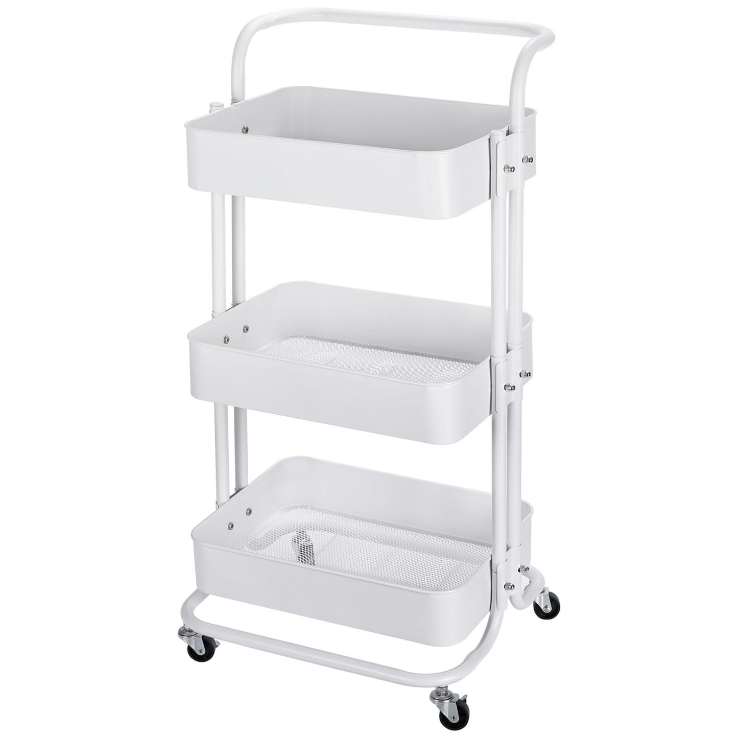 DEWEL 車輪付きユーティリティ キッチンワゴン 収納ローリングストレージカート 3層ローリングカート 収納ラック ワゴン 収納ワゴンアイ