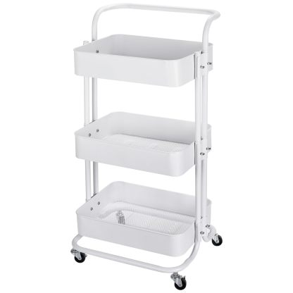 DEWEL 車輪付きユーティリティ キッチンワゴン 収納ローリングストレージカート 3層ローリングカート 収納ラック ワゴン 収納ワゴンアイランド 3段 キャスター付き 組立簡単 カート ユーティリティカート キャスター付き収納カート 味料調ラック バスケットラック キッチン、バスルーム、リビングルーム、ランドリー、化粧品用収納カート