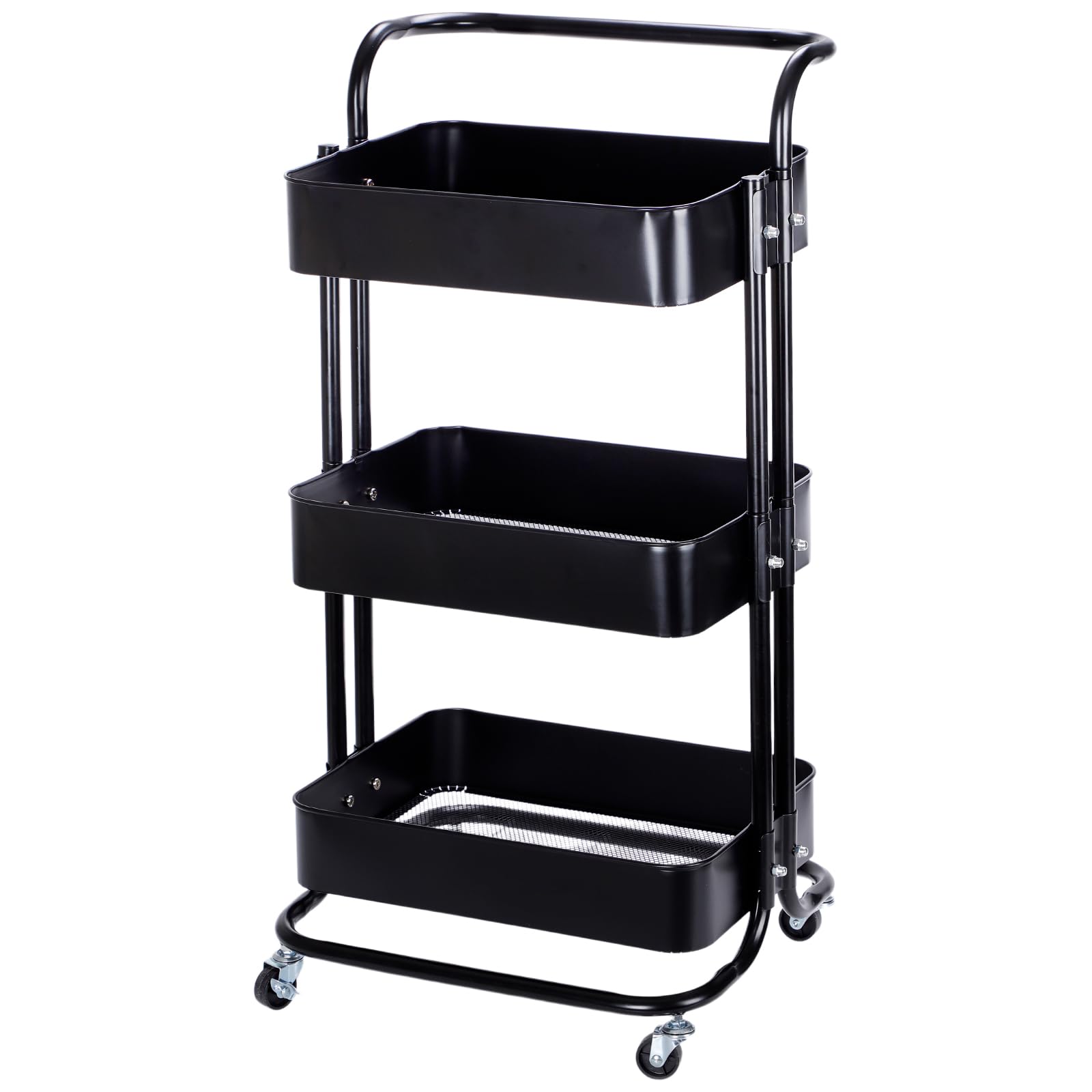 DEWEL 車輪付きユーティリティ キッチンワゴン 収納ローリングストレージカート 3層ローリングカート 収納ラック ワゴン 収納ワゴンアイランド 3段 キャスター付き 組立簡単 カート ユーティリティカート キャスター付き収納カート 味料調ラック バスケットラック キッチン、バスルーム、リビングルーム、ランドリー、化粧品用収納カート
