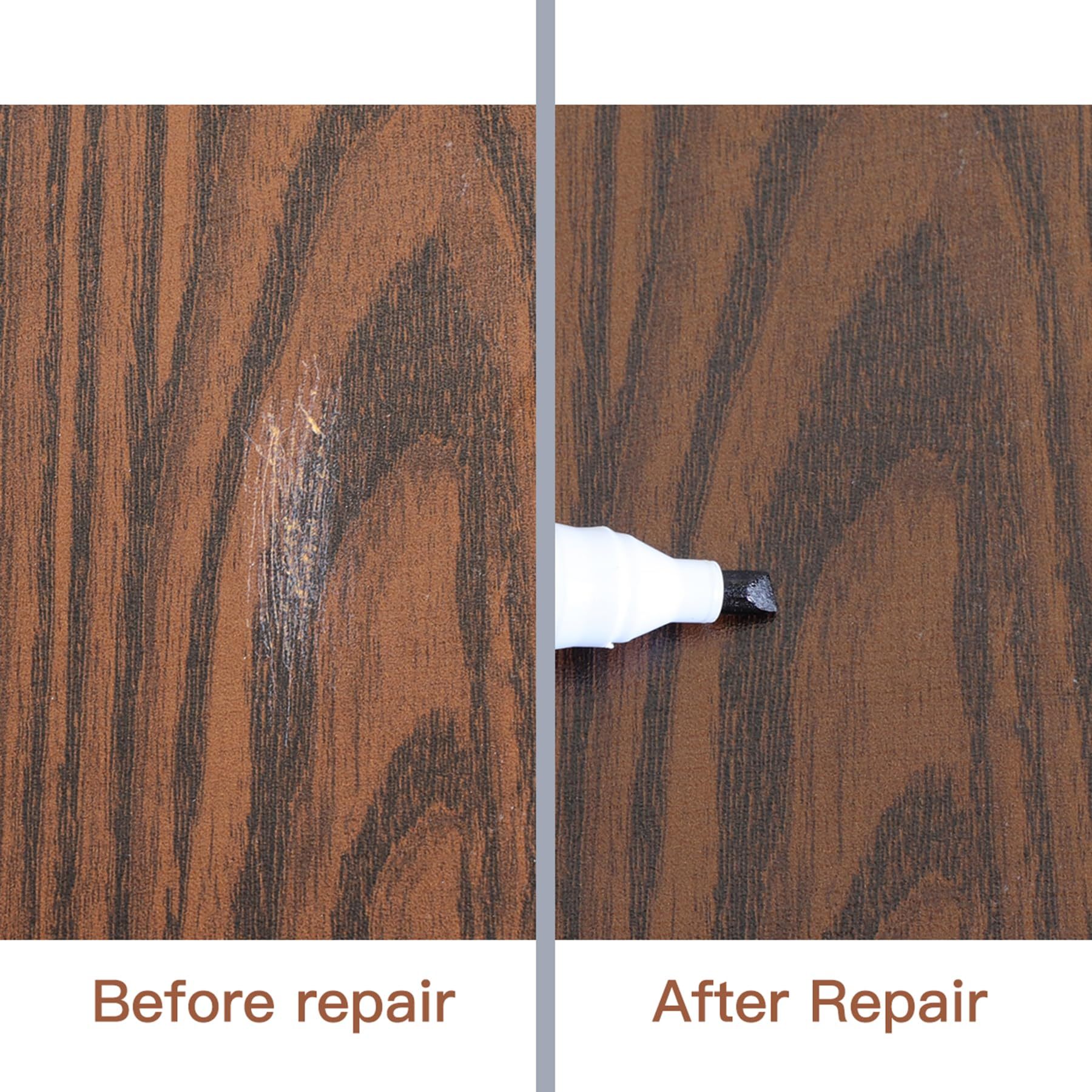 DEWEL フローリング補修 床/ドア補修 傷 穴 塗装剥がれ補修 キズ消し キズ隠し 木製家具補修セット 家具補修マーカー 補修ペン 補修棒 8色入り 16本セット 芯削り器付き