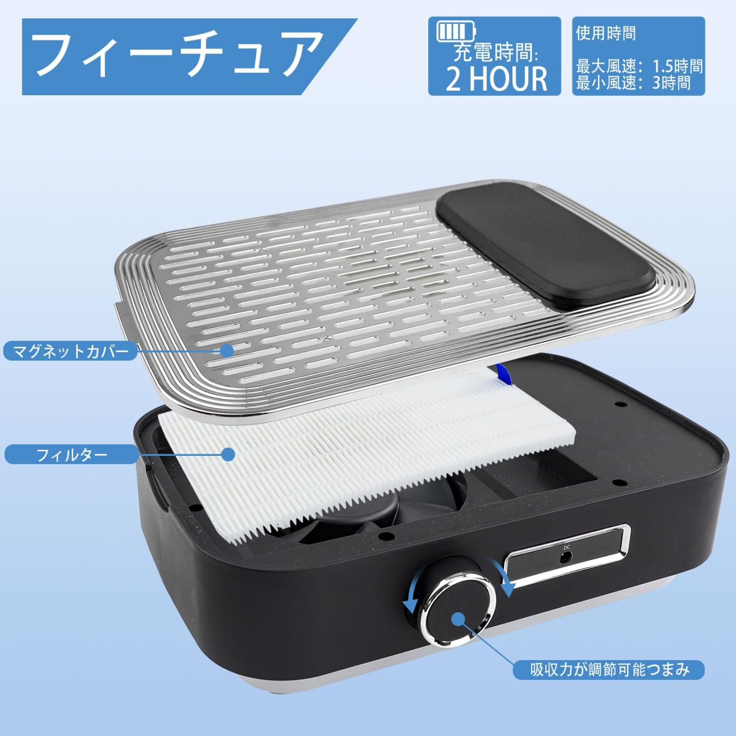 DEWEL ネイル集塵機 ネイルダストコレクター 卓上集塵機 強力吸引 吸収力調節可能 4500rpm回転数 手首が保護でき マット付き 説明書付き 交換用フィルター付き 掃除簡単 静音 ネイルマシン (ブラック)