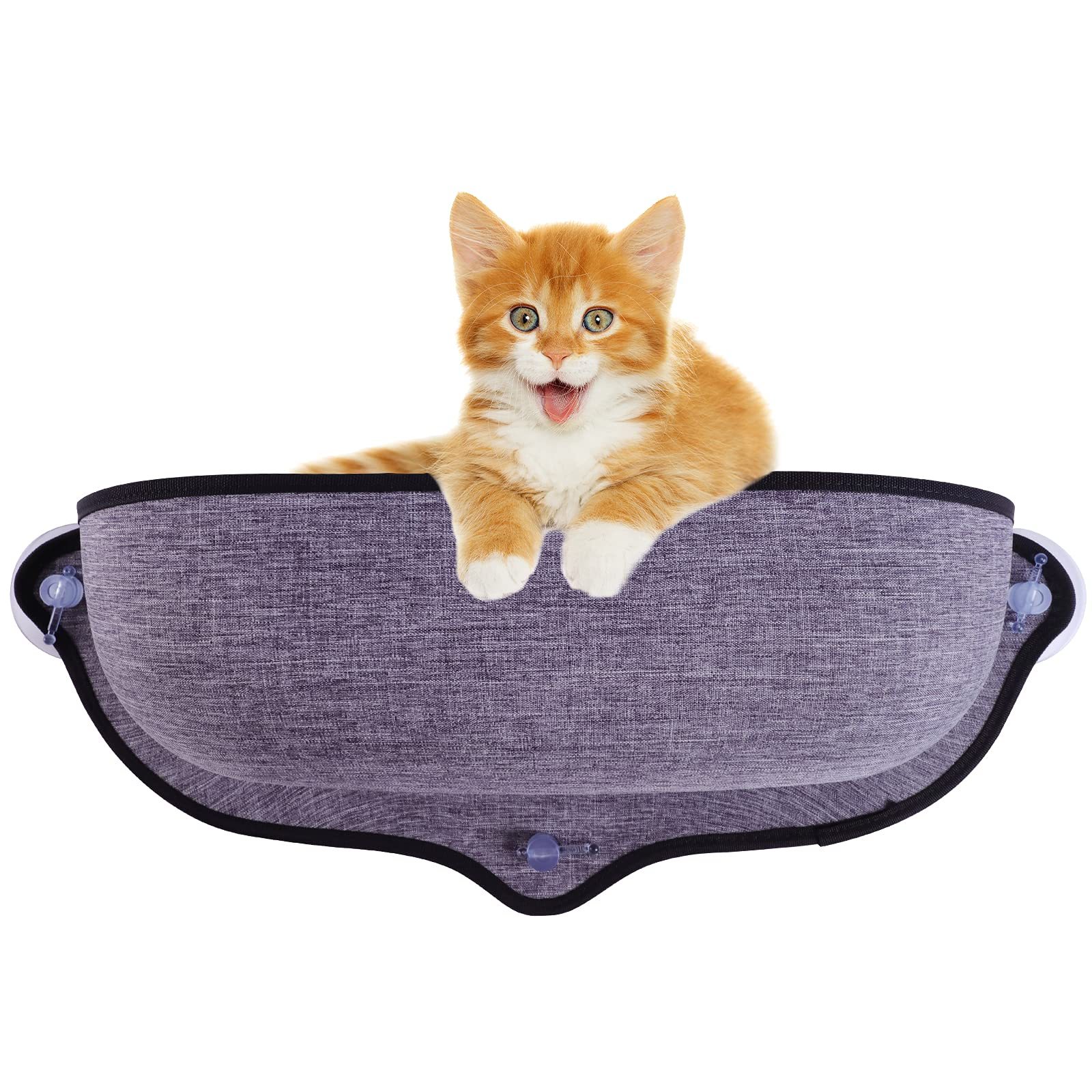 DEWEL ハンモック 猫 窓 吸盤 猫窓枠座り台 ウィンドウベッド 耐荷重13kg マット付き 日向ぼっこ ペットベッド 取り付け簡単