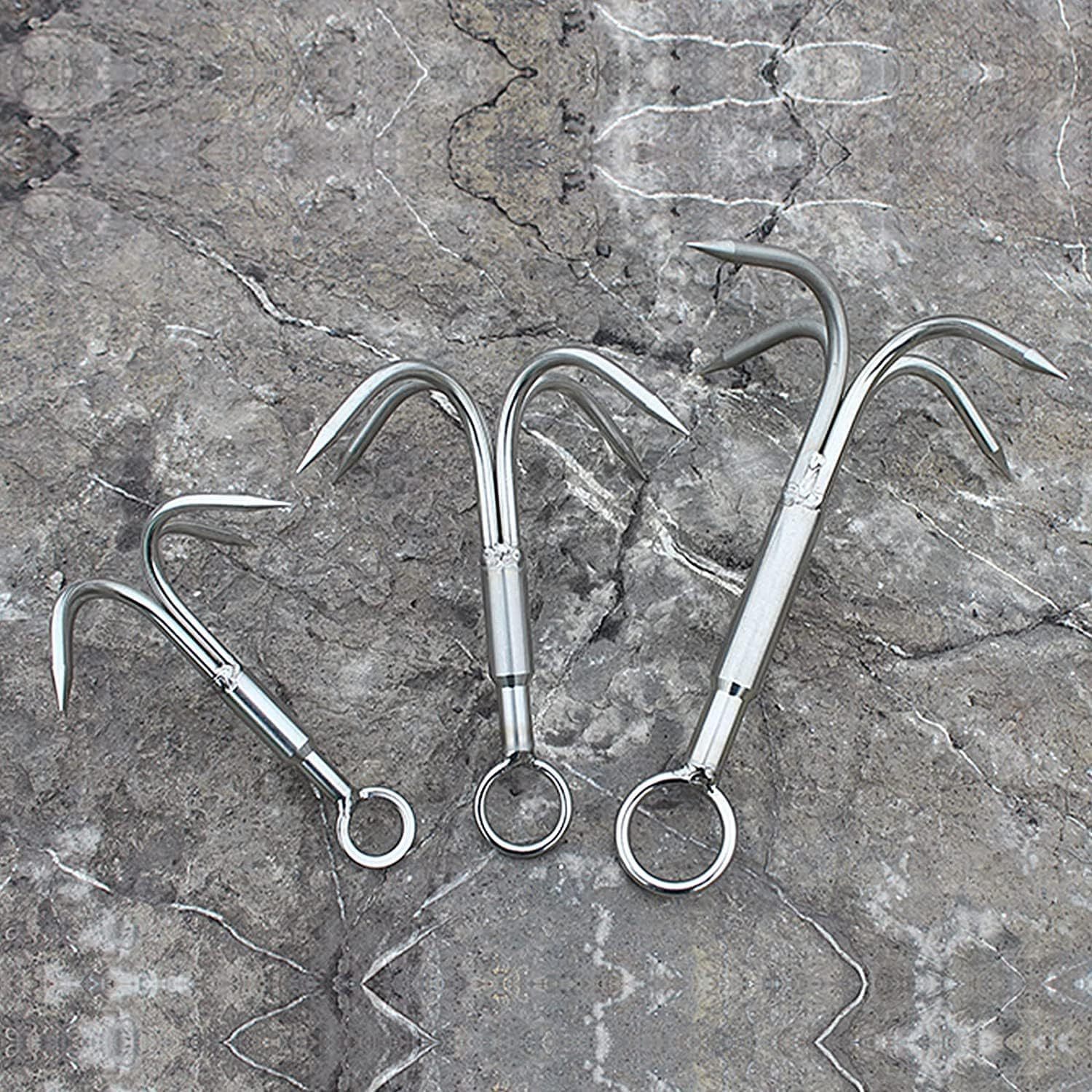 dewel グラップリングフック 登山フック クライミングフック 重力フック 3本爪 ステンレス製 荒野サバイバル 登山 岩登り アウトドアスポーツ グラップリング ハンギングフック カラビナ用グラブフック クライミングクロー